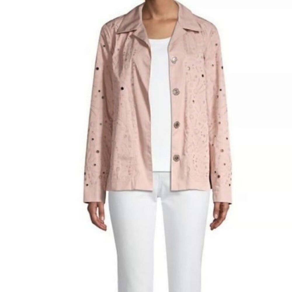 Lafayette 148 New York Women's Jaren Embroidered Jacket in Pink - Size S